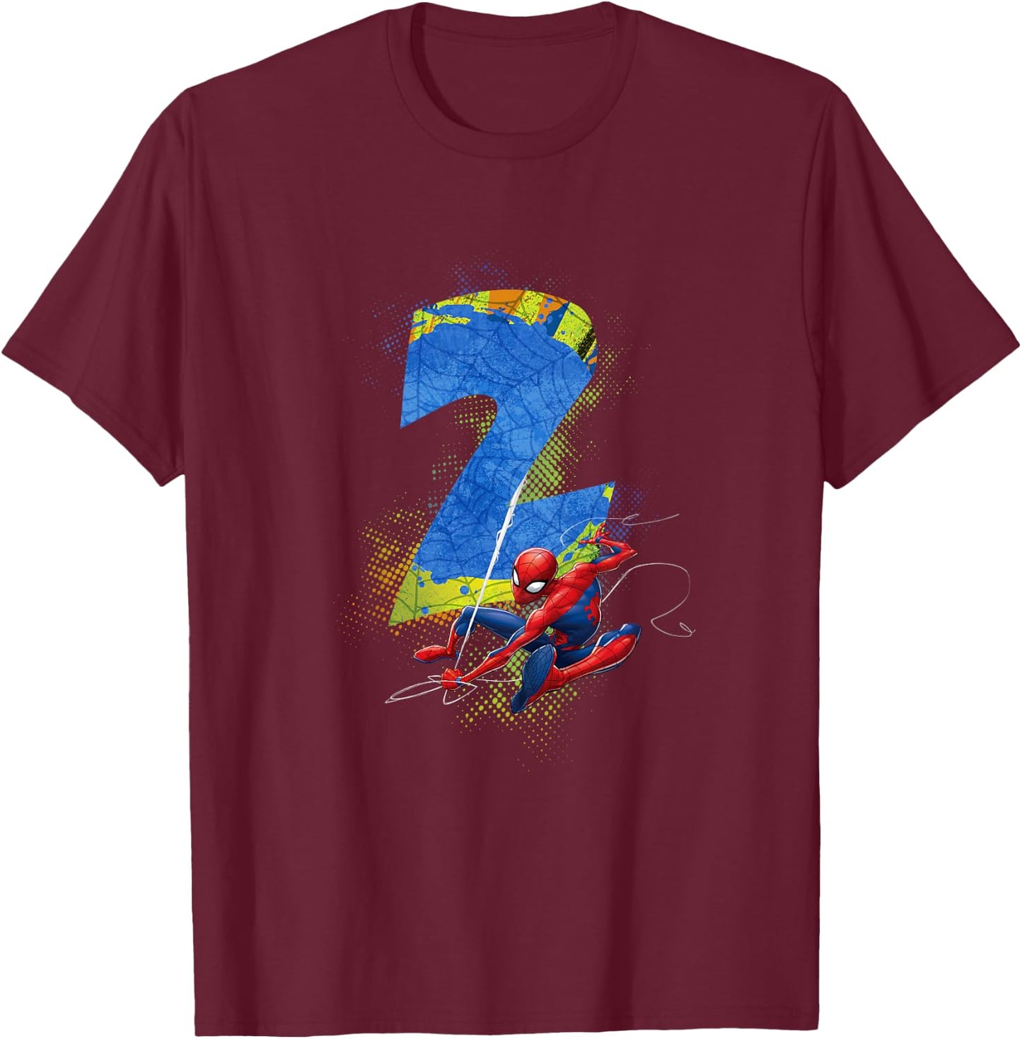 Marvel Super Heroes Spider-Man 2 Year Old Second Birthday T-Shirt - T-Shirt | Maroon