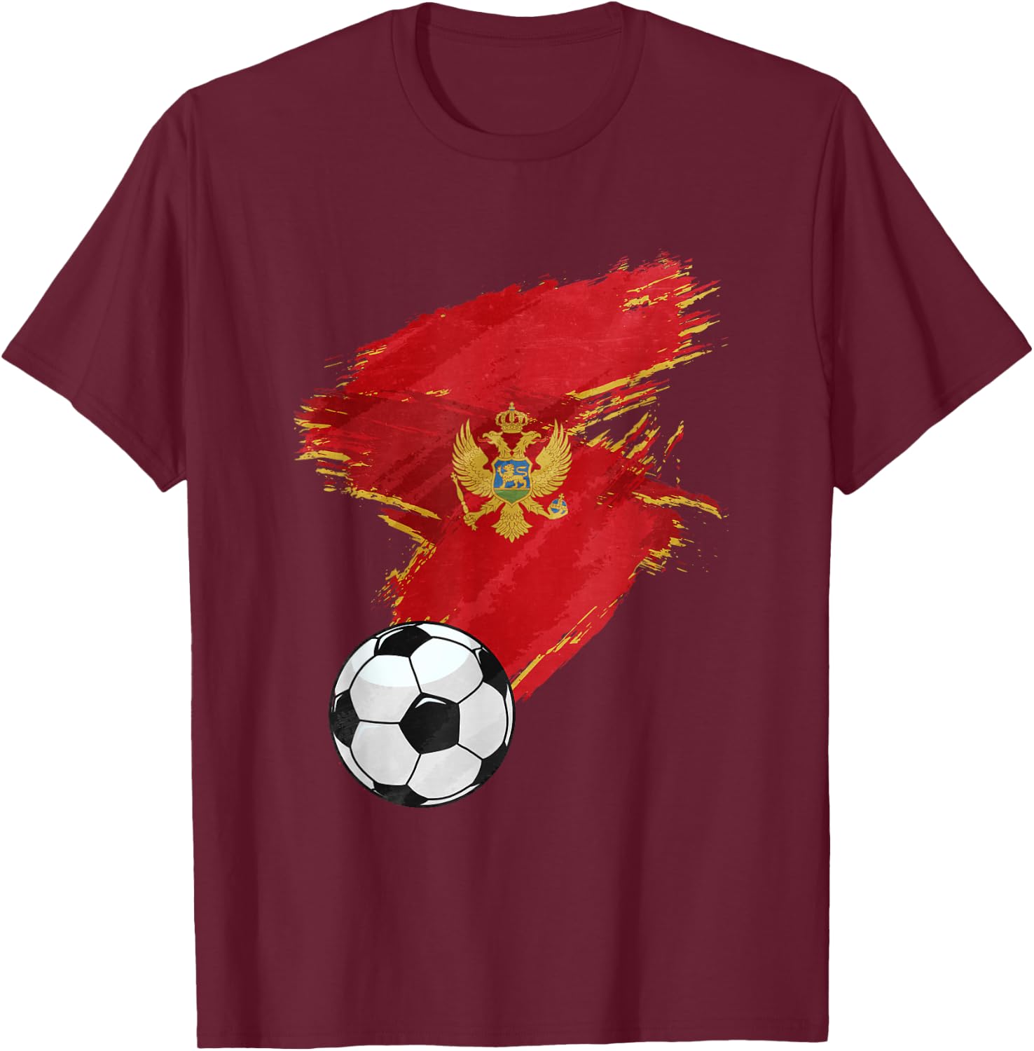 Montenegro Soccer Football Flag T-Shirt - T-Shirt | Maroon