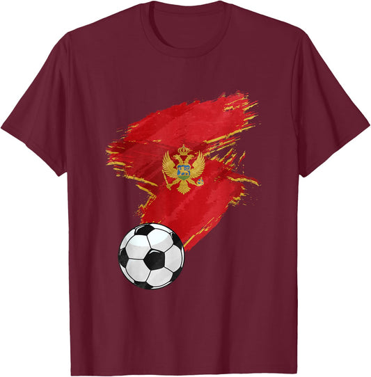 Montenegro Soccer Football Flag T-Shirt - T-Shirt | Maroon