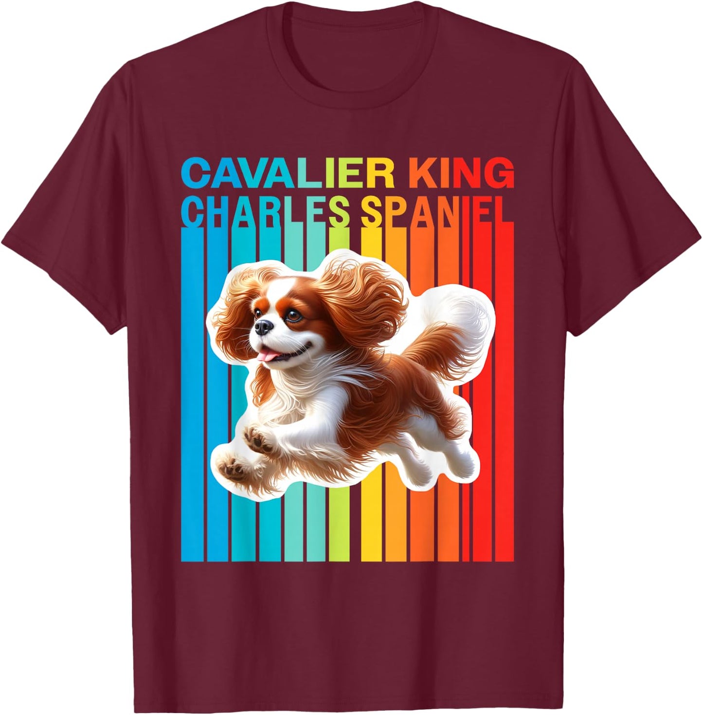 Colorful Cavalier King Charles Spaniel T-Shirt - T-Shirt | Maroon