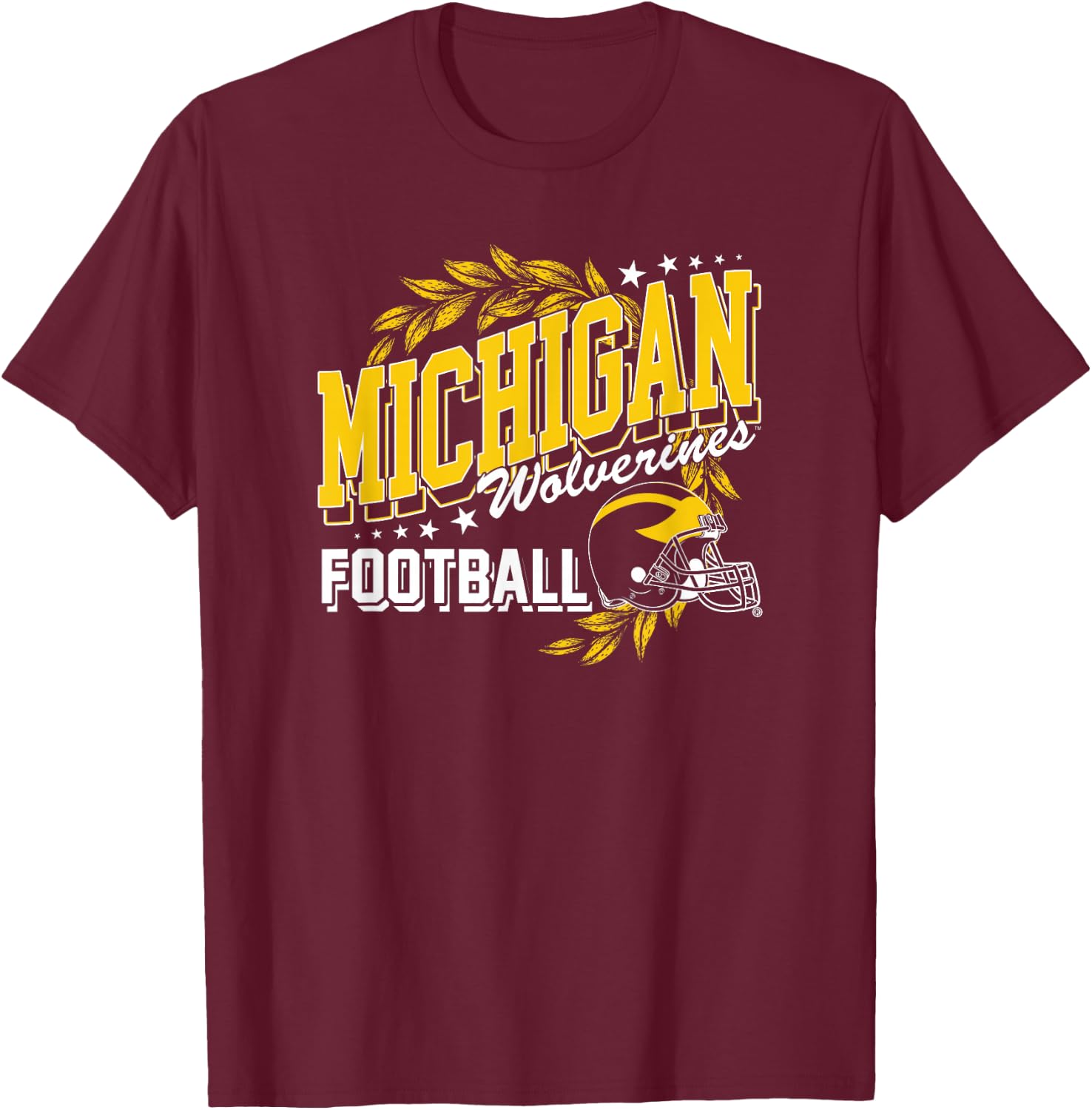 University of Michigan Wolverines U of M Football Laurels T-Shirt - T-Shirt | Maroon