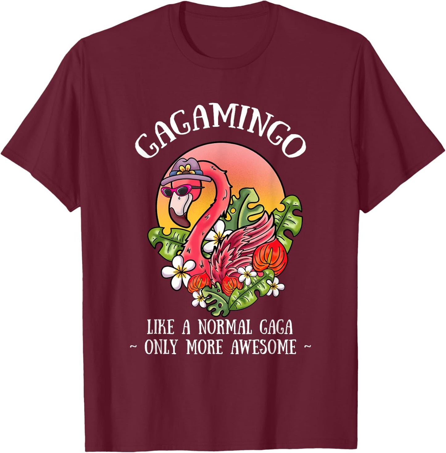 Gagamingo Gaga Flamingo Lover Grandma Grandmother Grandmom T-Shirt - T-Shirt | Maroon