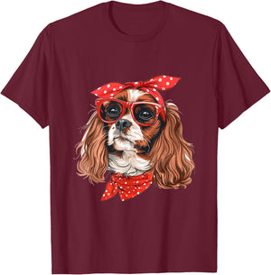 Cavalier King Charles Spaniel Mom Bandana Dog Breed Graphic T-Shirt - T-Shirt | Maroon