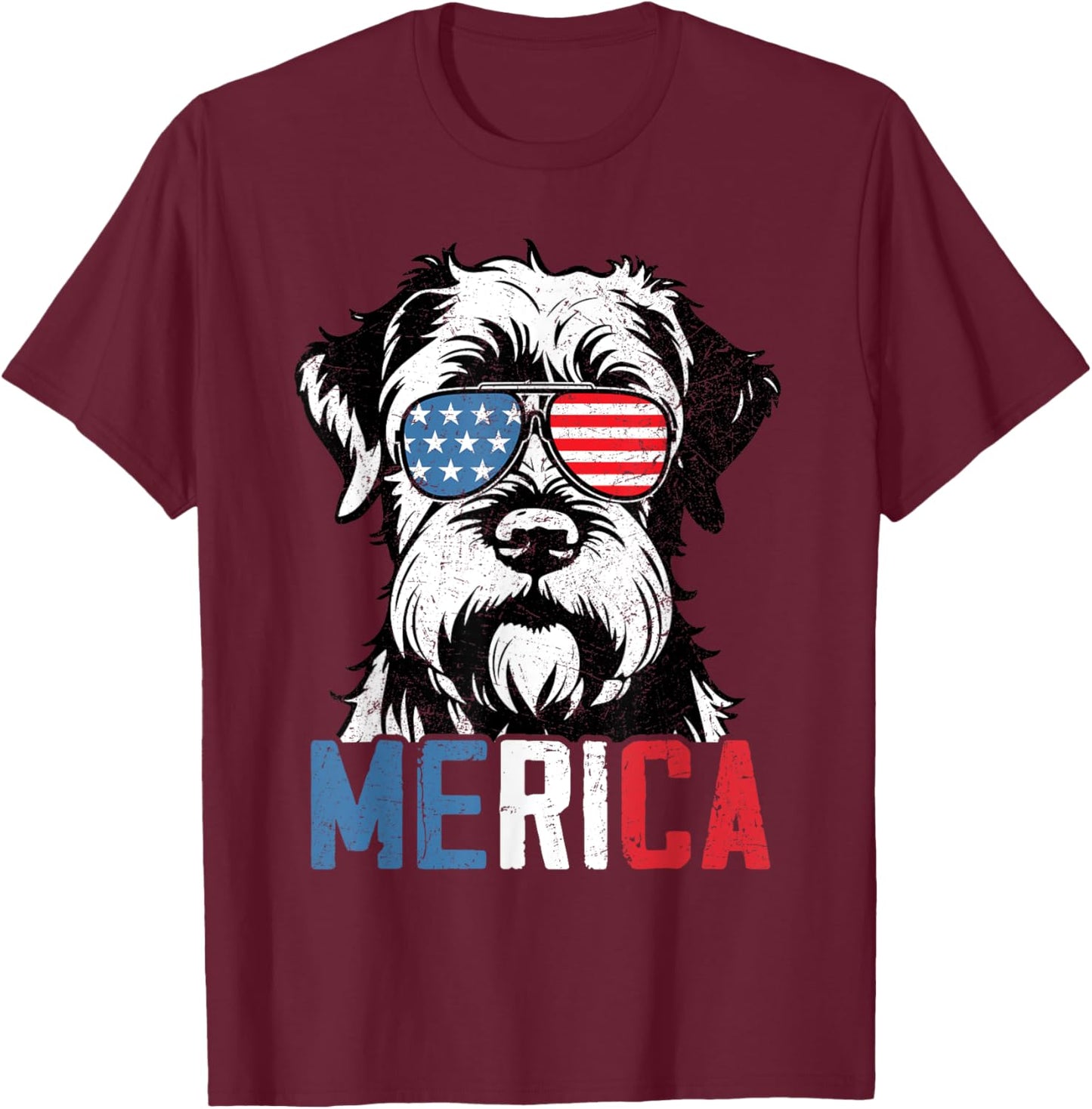Patriotic Giant Schnauzer Dog Merica 4th Of July Funny T-Shirt - T-Shirt | Maroon