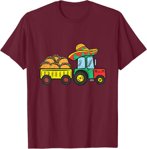 Kids Taco Tractor Cinco De Mayo Mexican Food Fiesta Toddler Boys T-Shirt - T-Shirt | Maroon