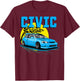 1997 CIVIC eg ek type r Hatchback car , Small, Black T-Shirt - T-Shirt | Maroon