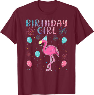 Flamingo Lover Birthday Girl - Funny Birthday T-Shirt - T-Shirt | Maroon