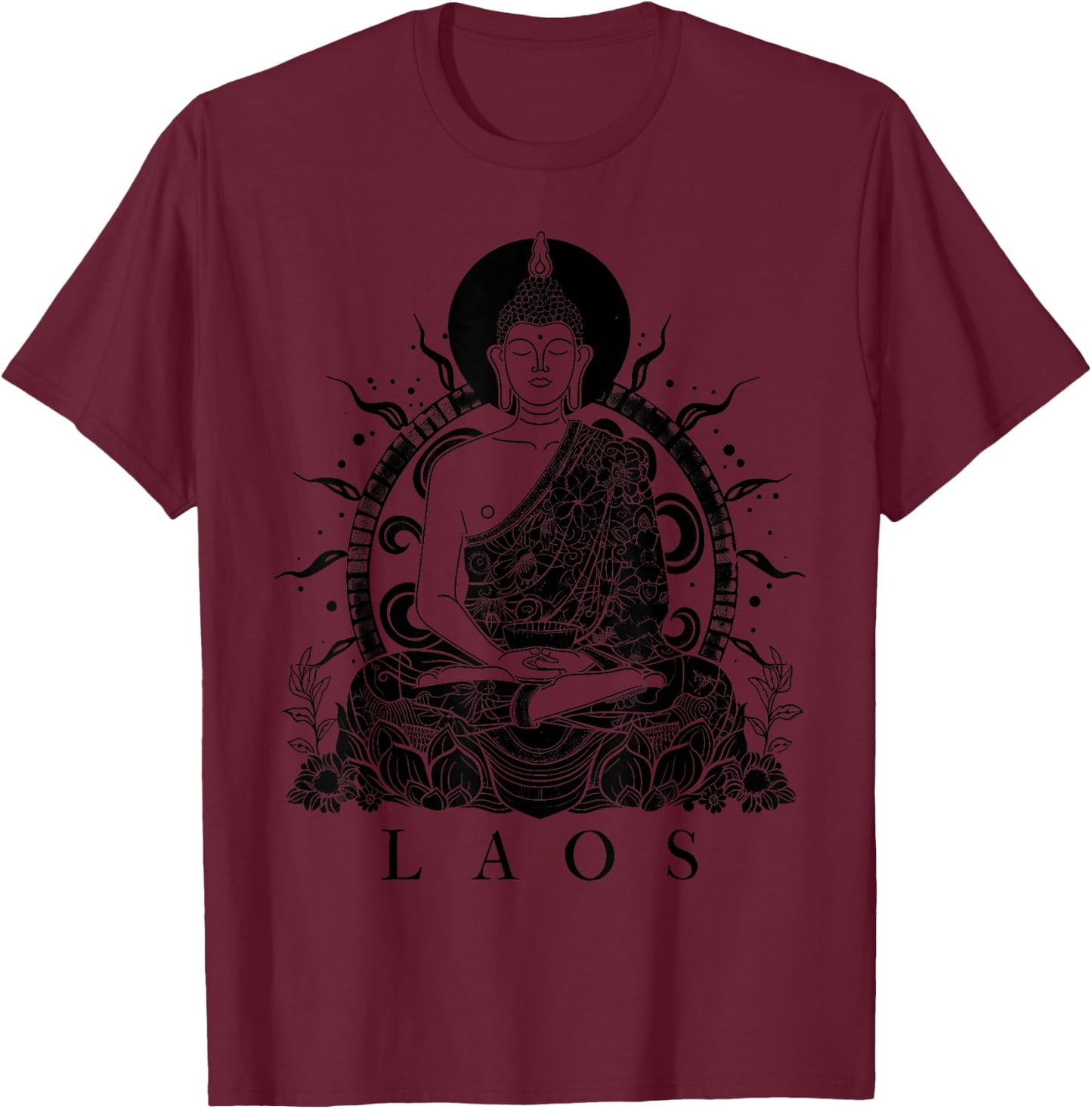 We Love Laos - Buddha Co. Laos Buddha Vintage Buddhist Souvenir T-Shirt - T-Shirt | Maroon
