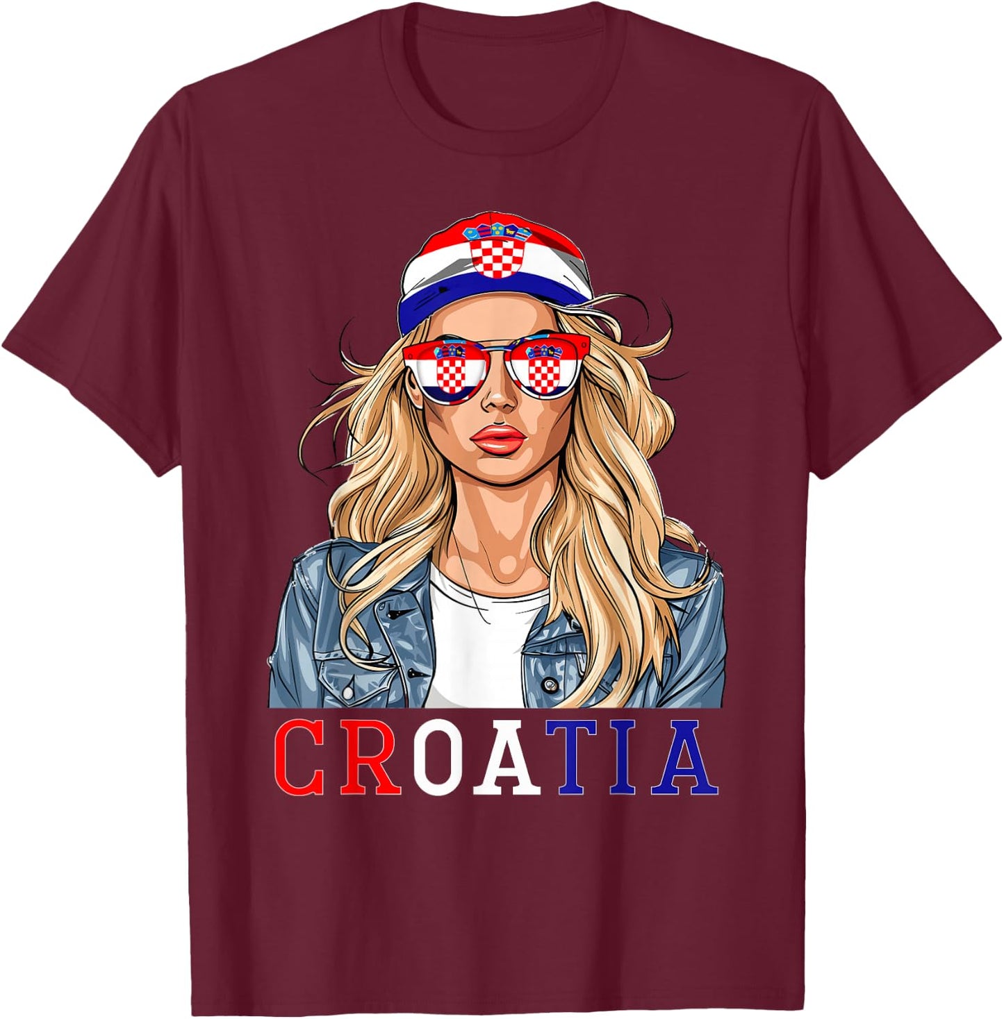 Croatian Flag Souvenirs Woman Dress Products Croatia T-Shirt - T-Shirt | Maroon
