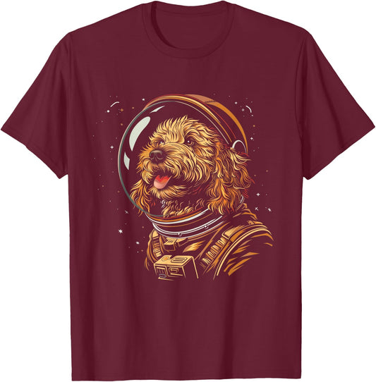 Goldendoodle Astronaut Space Suit Funny Doodle Dog Mom Dad Women Kids T-Shirt - T-Shirt | Maroon
