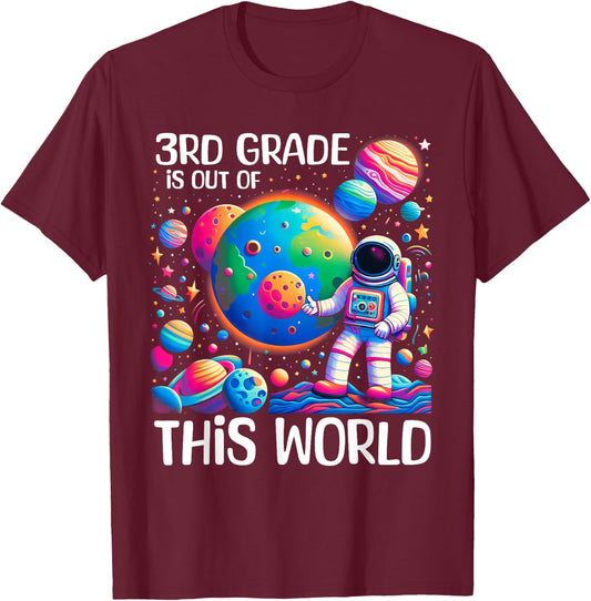 3rd grade Is Out Of This World Back To School Astronaut Kids T-Shirt - T-Shirt | Maroon