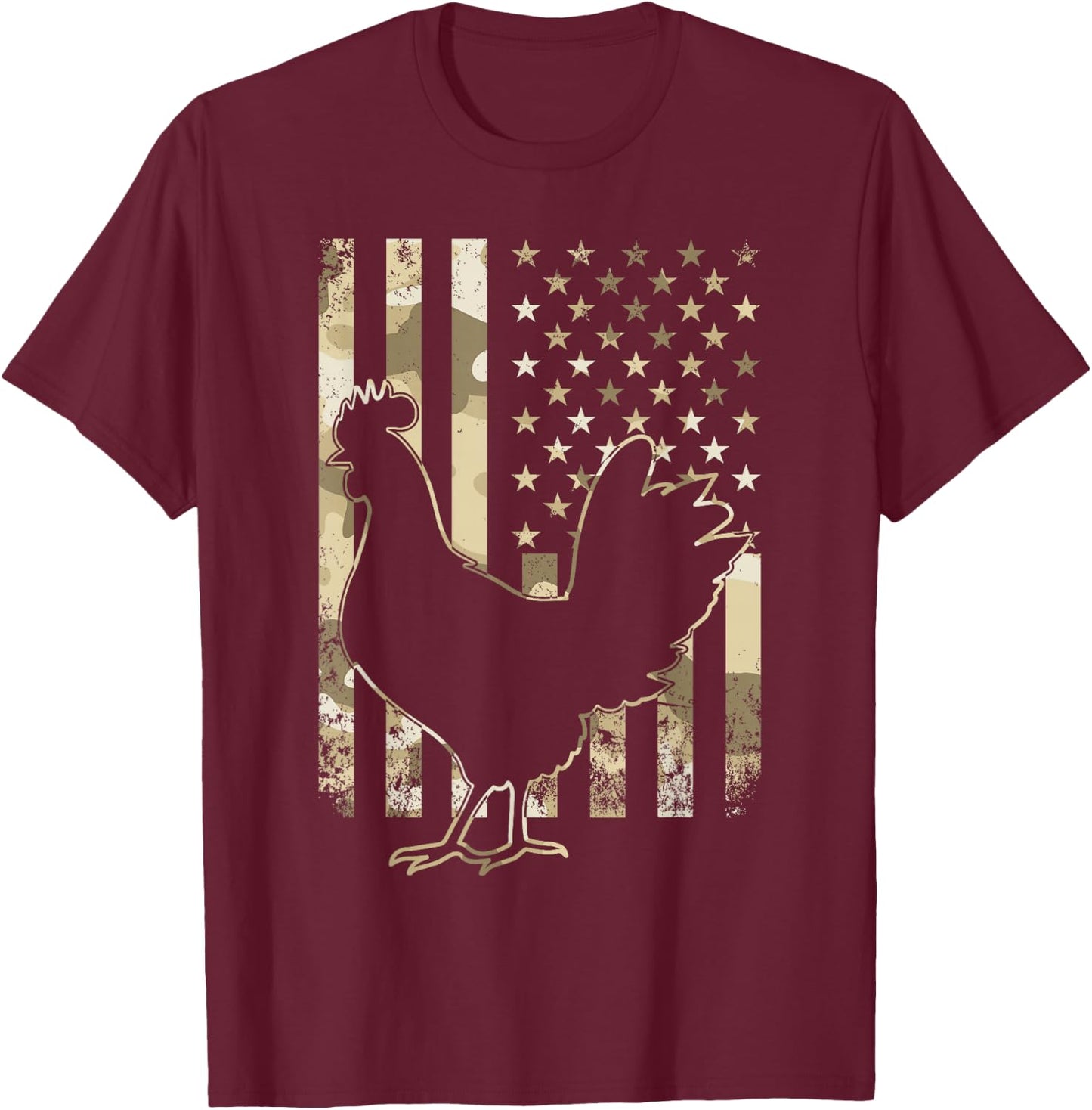 Chicken US American Flag Patriotic Chicken Lover 4th of July T-Shirt - T-Shirt | Maroon