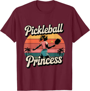 Pickleball Princess Retro Pickleball Girl With Paddle T-Shirt - T-Shirt | Maroon