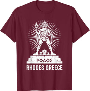 Rhodes Greece - Colossus of Rhodes Helios Greek Souvenir T-Shirt - T-Shirt | Maroon