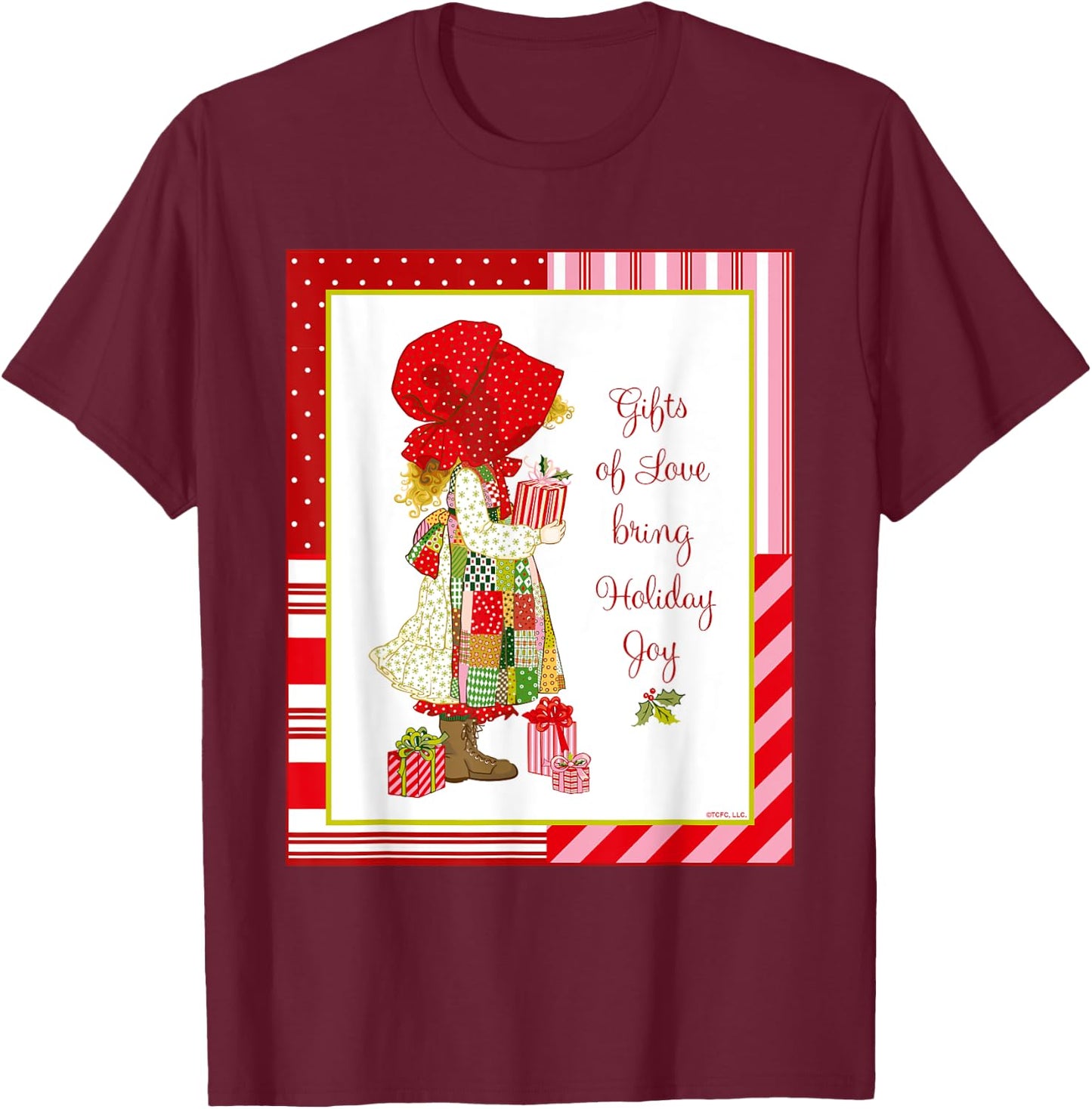 Holly Hobbie Classic Christmas Gifts Love Bring Holiday Joy T-Shirt - T-Shirt | Maroon
