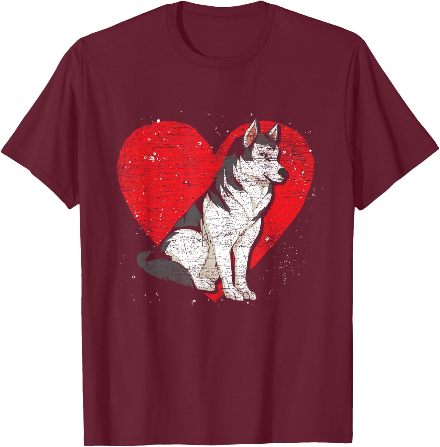 Animal Dog Lover Heart Pet Siberian Husky T-Shirt - T-Shirt | Maroon