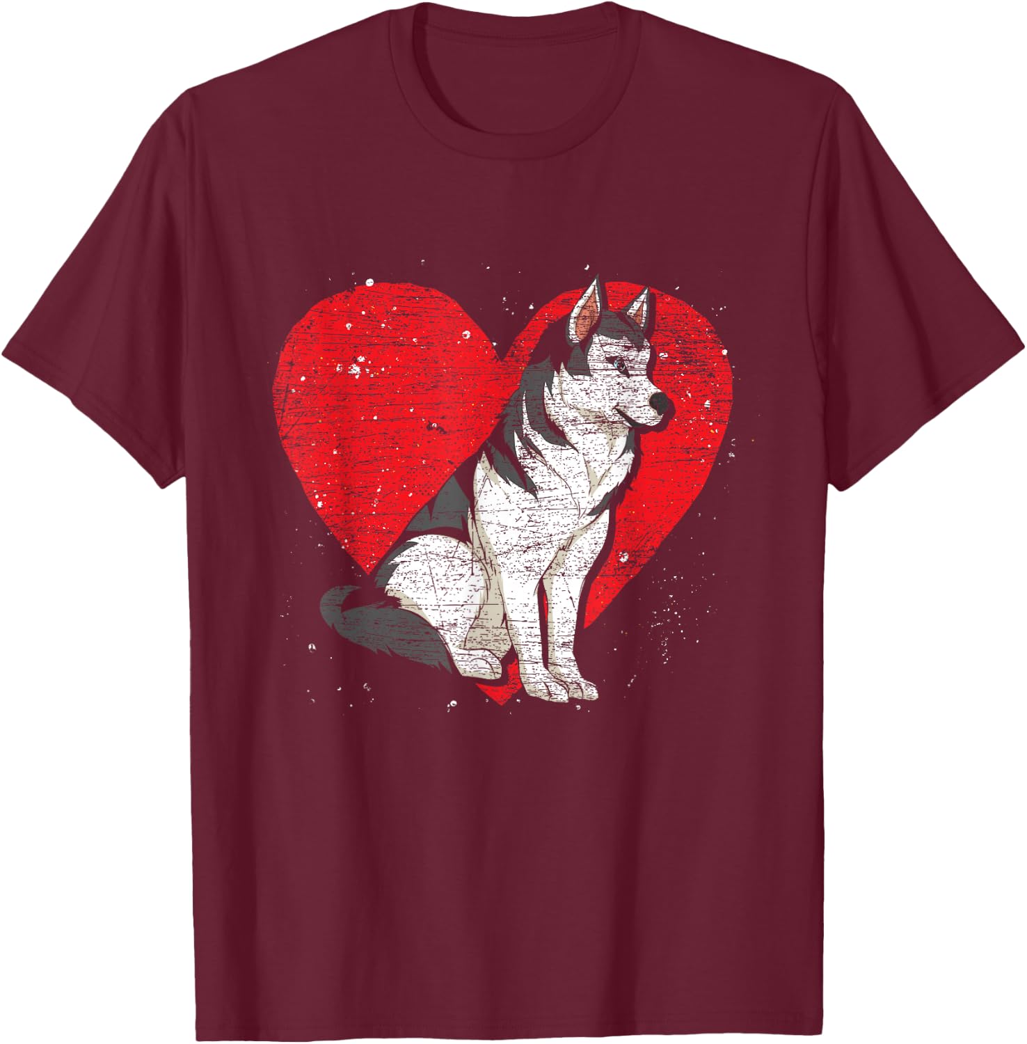 Animal Dog Lover Heart Pet Siberian Husky T-Shirt - T-Shirt | Maroon