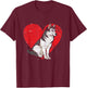 Animal Dog Lover Heart Pet Siberian Husky T-Shirt - T-Shirt | Maroon