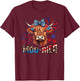Moo-Rica Highland Cow 4th of July Memorial Day Patriotic Cow T-Shirt - T-Shirt | Maroon