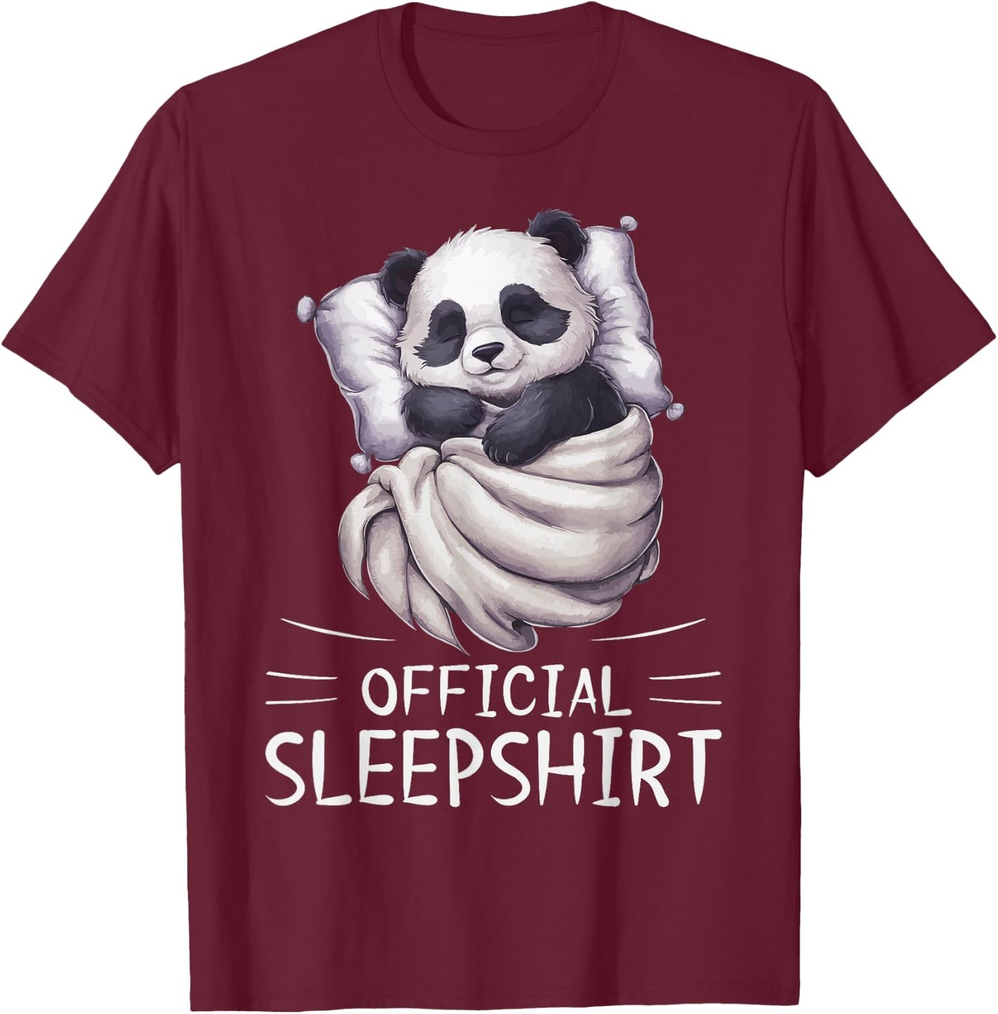 Panda Bear Animal Official Sleepshirt Pajamas Nightgown T-Shirt - T-Shirt | Maroon