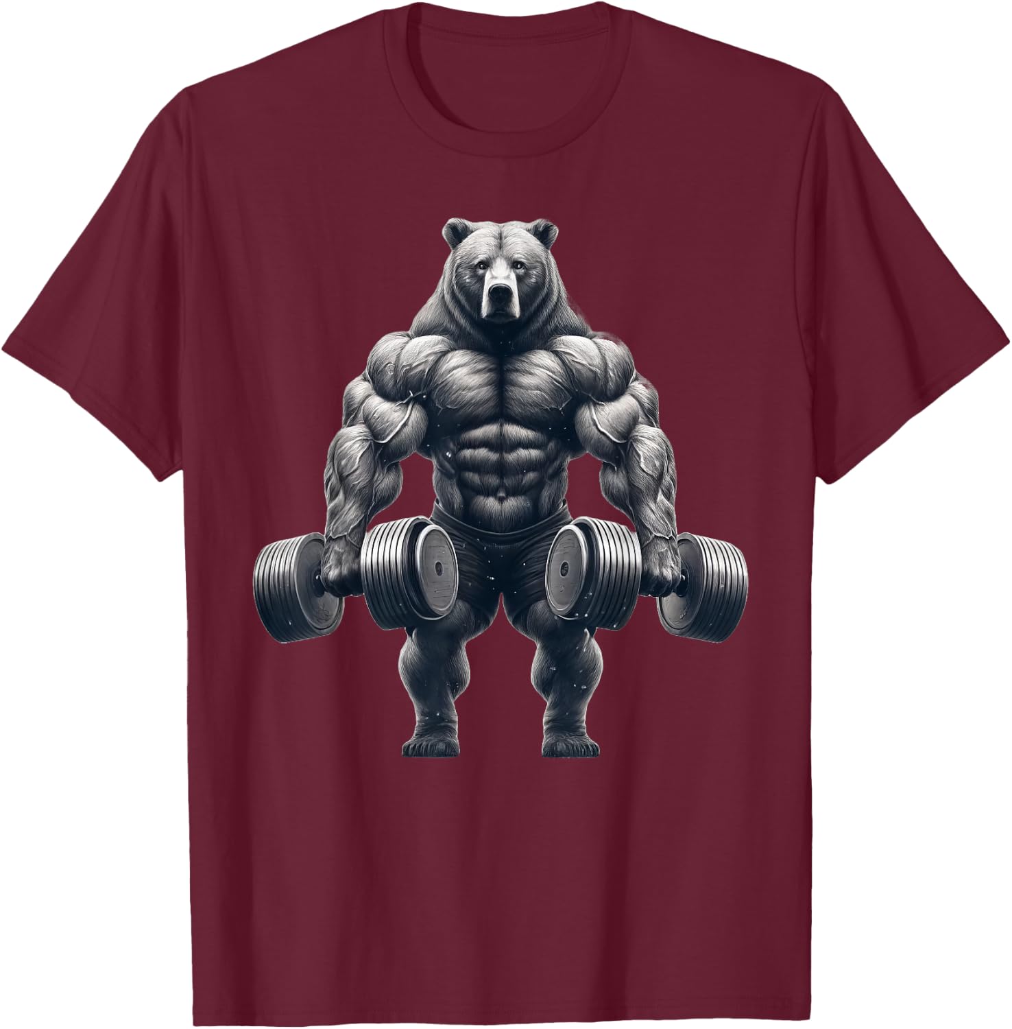 Bear Powerlifting Weightlifting Gym Workout T-Shirt - T-Shirt | Maroon