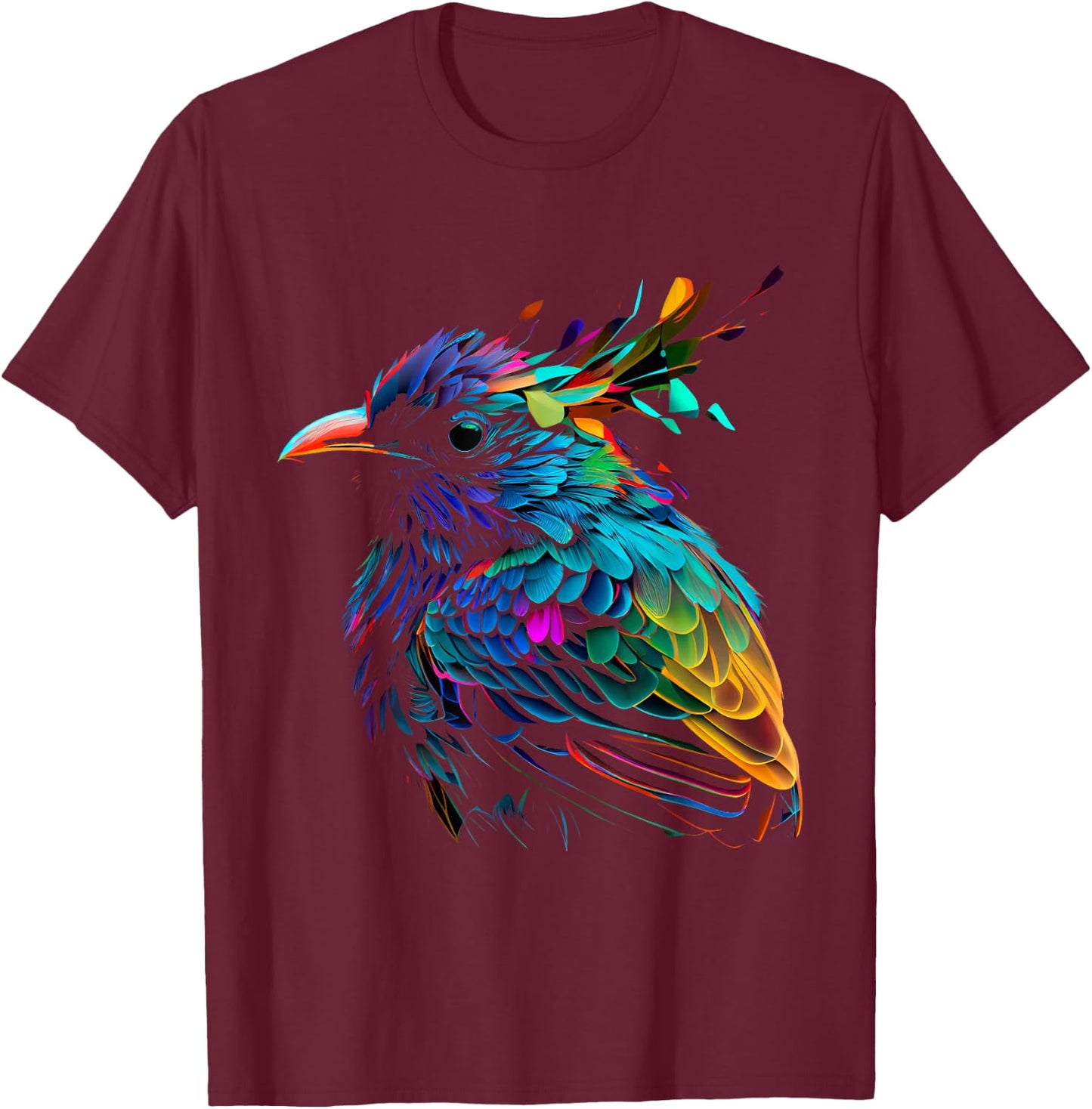 Colorful Abstract Bird Art Colorful Feathers T-Shirt - T-Shirt | Maroon