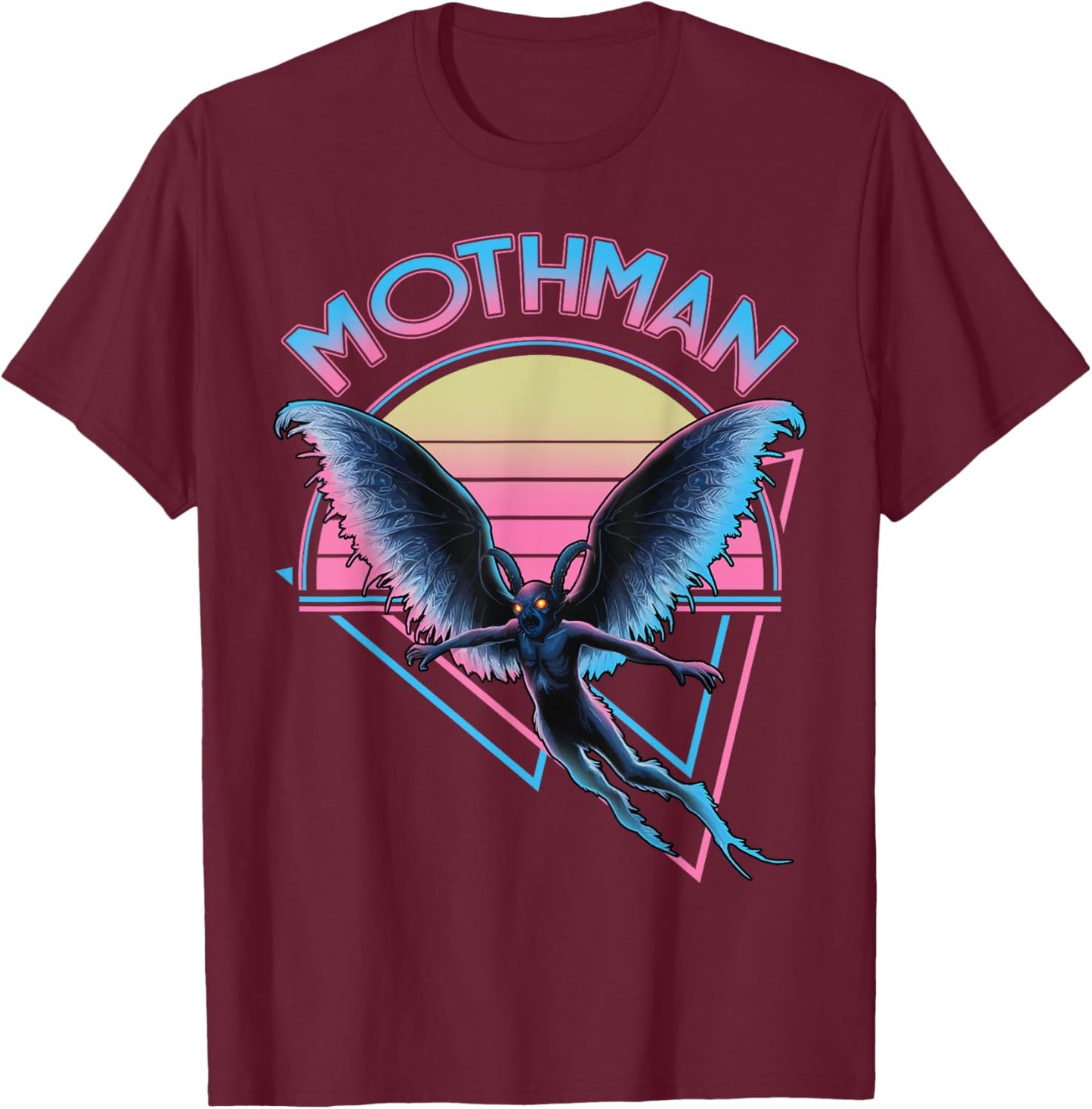 Mothman Vaporwave Cryptozoology Retro Vintage Cryptid T-Shirt - T-Shirt | Maroon