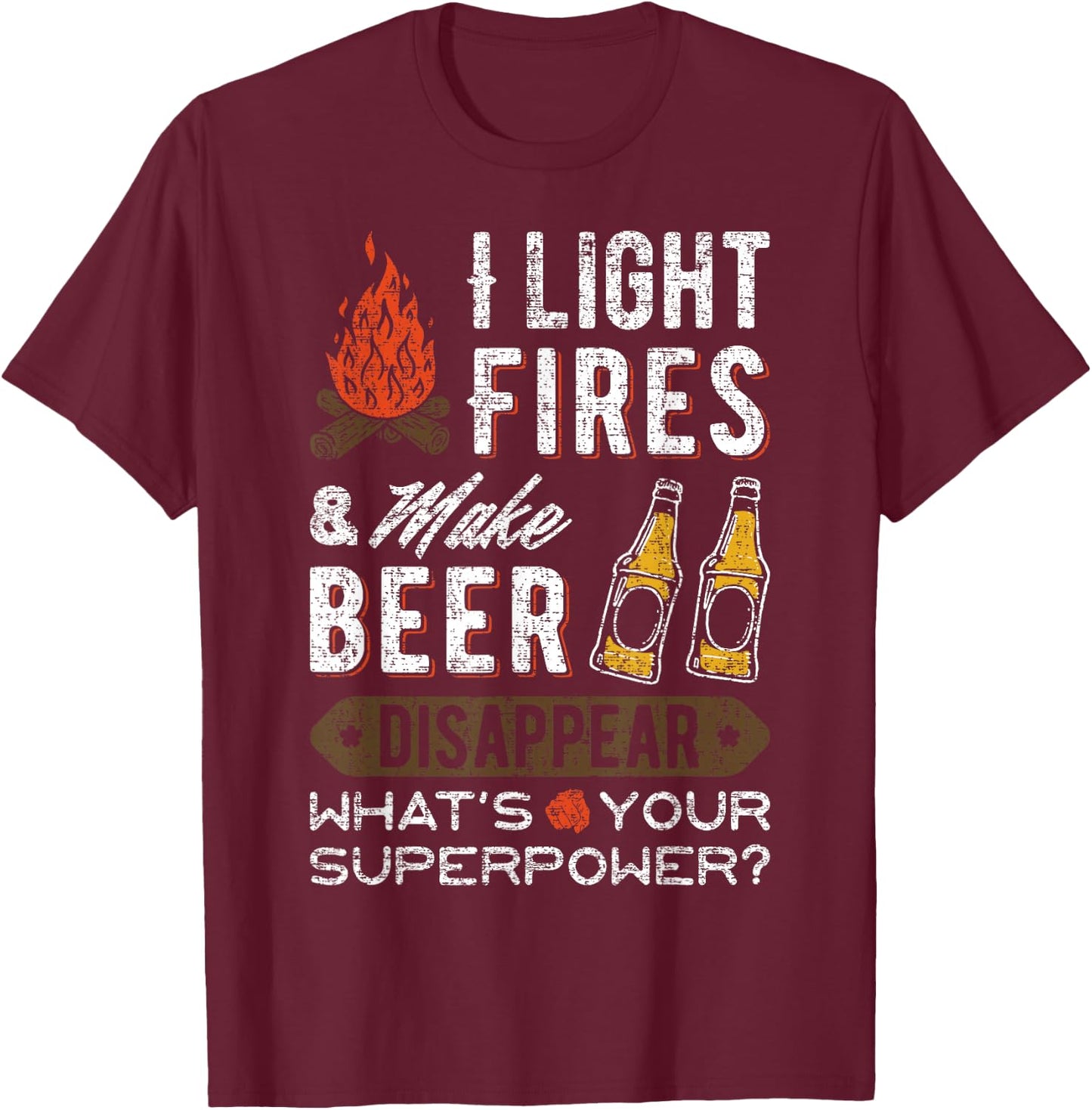 Funny Camper Gift Happy Camping Beer Lover Camp Vacation T-Shirt - T-Shirt | Maroon