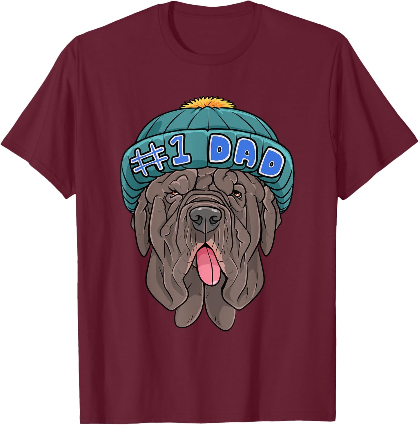 Neapolitan Mastiff #1 Dad Beanie Father's Day Dog T-Shirt - T-Shirt | Maroon