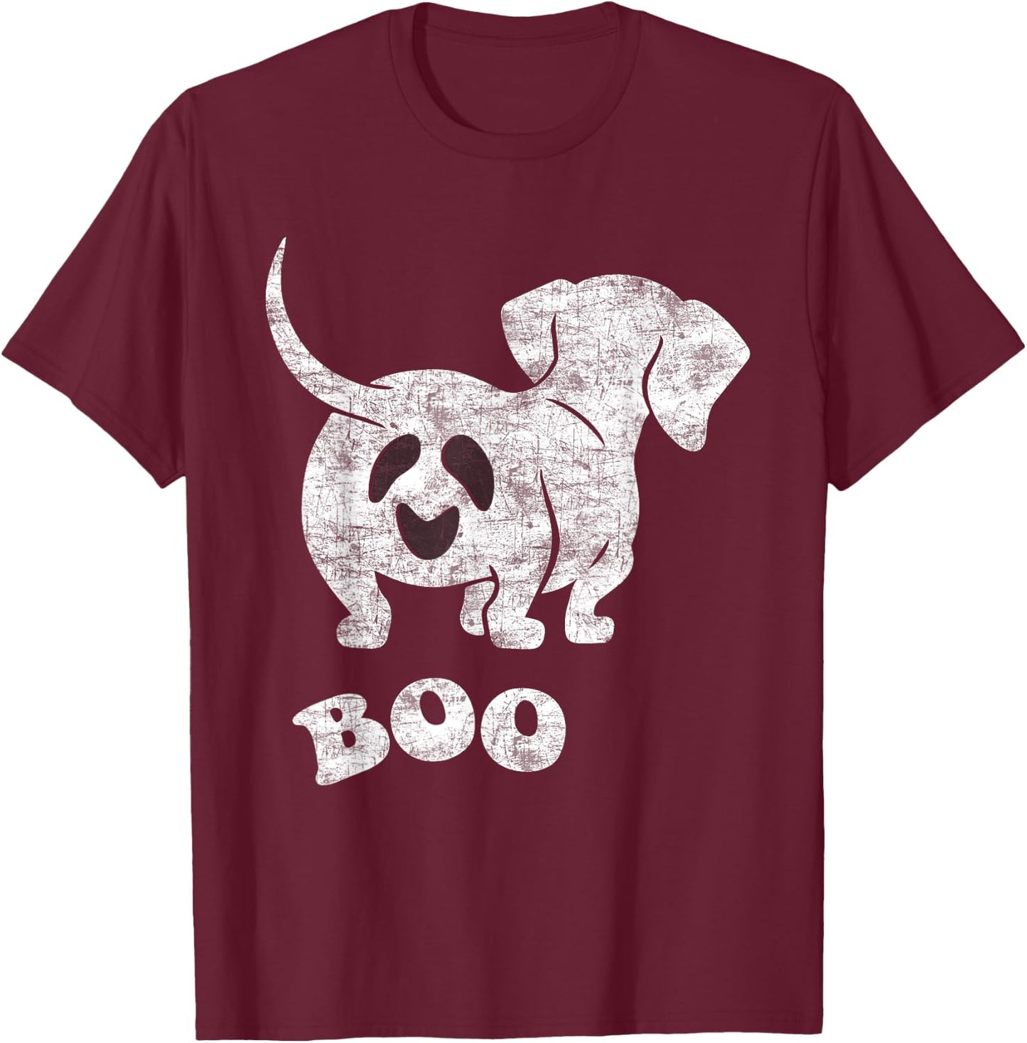 Boo Dachshund Spooky Dog Wiener Halloween Costume T-Shirt - T-Shirt | Maroon