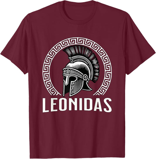 Leonidas King of Sparta Ancient Spartan Helmet T-Shirt - T-Shirt | Maroon