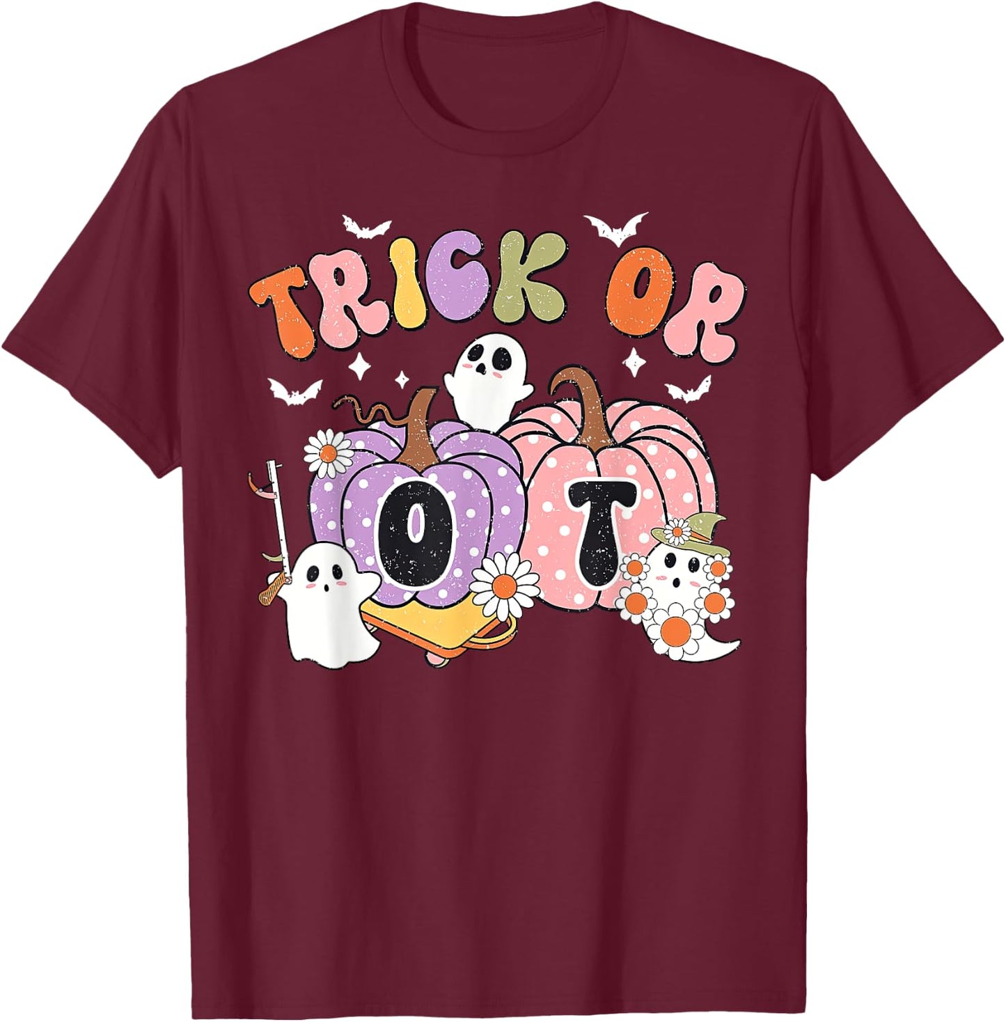 Trick Or OT Pumpkin Ghost Occupational Therapy Halloween T-Shirt - T-Shirt | Maroon