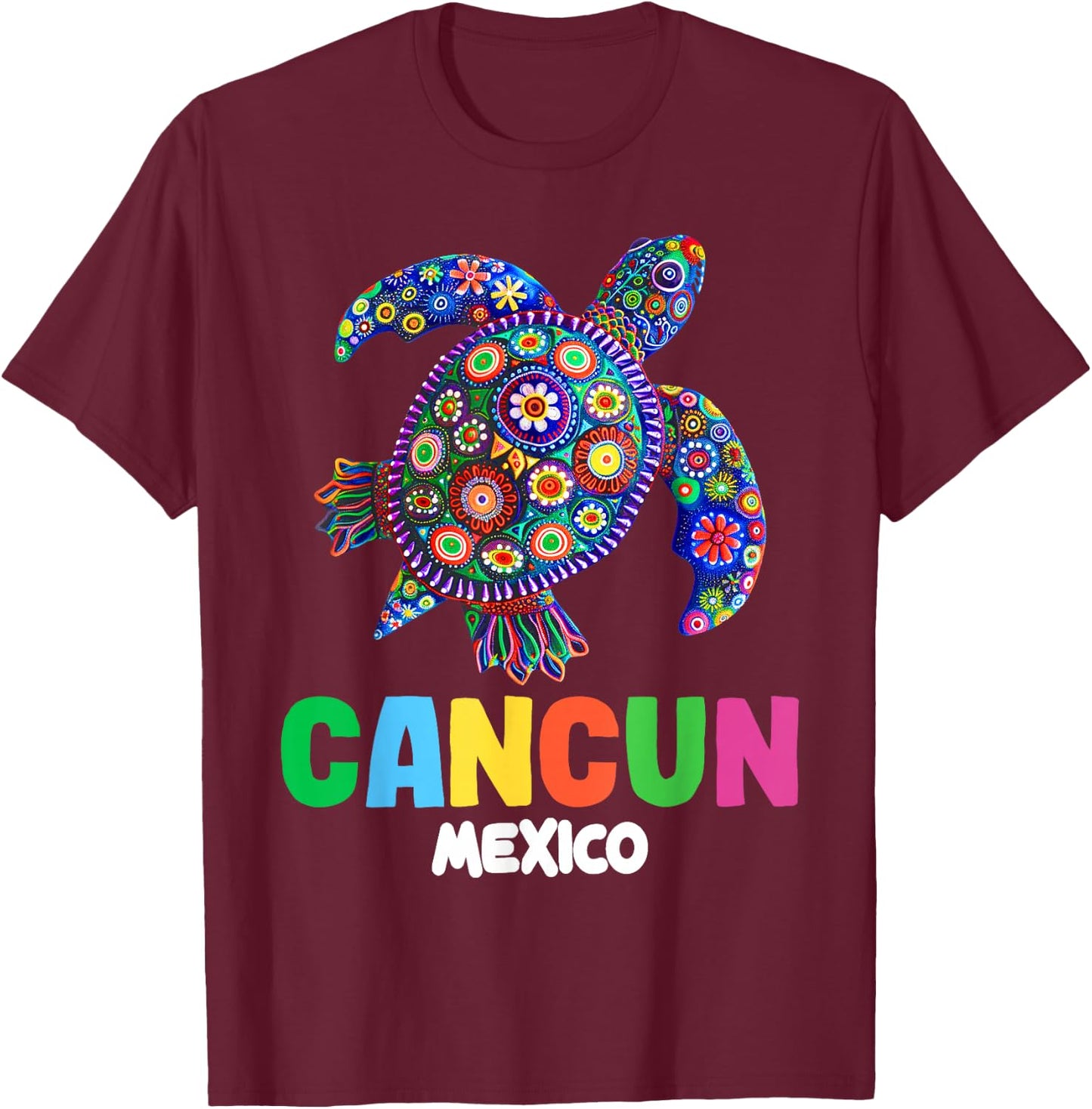 Cancun Mexico Sea Turtle T-Shirt - T-Shirt | Maroon