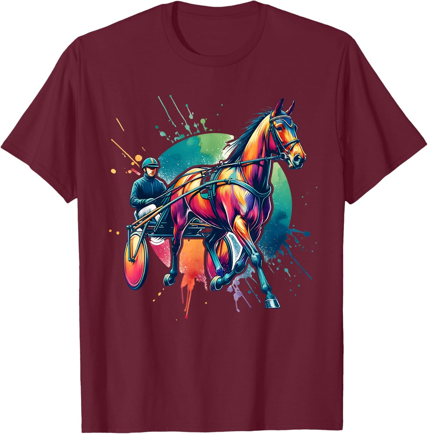 Harness Racehorse - Gift Race Horse Lover, Standardbred T-Shirt - T-Shirt | Maroon
