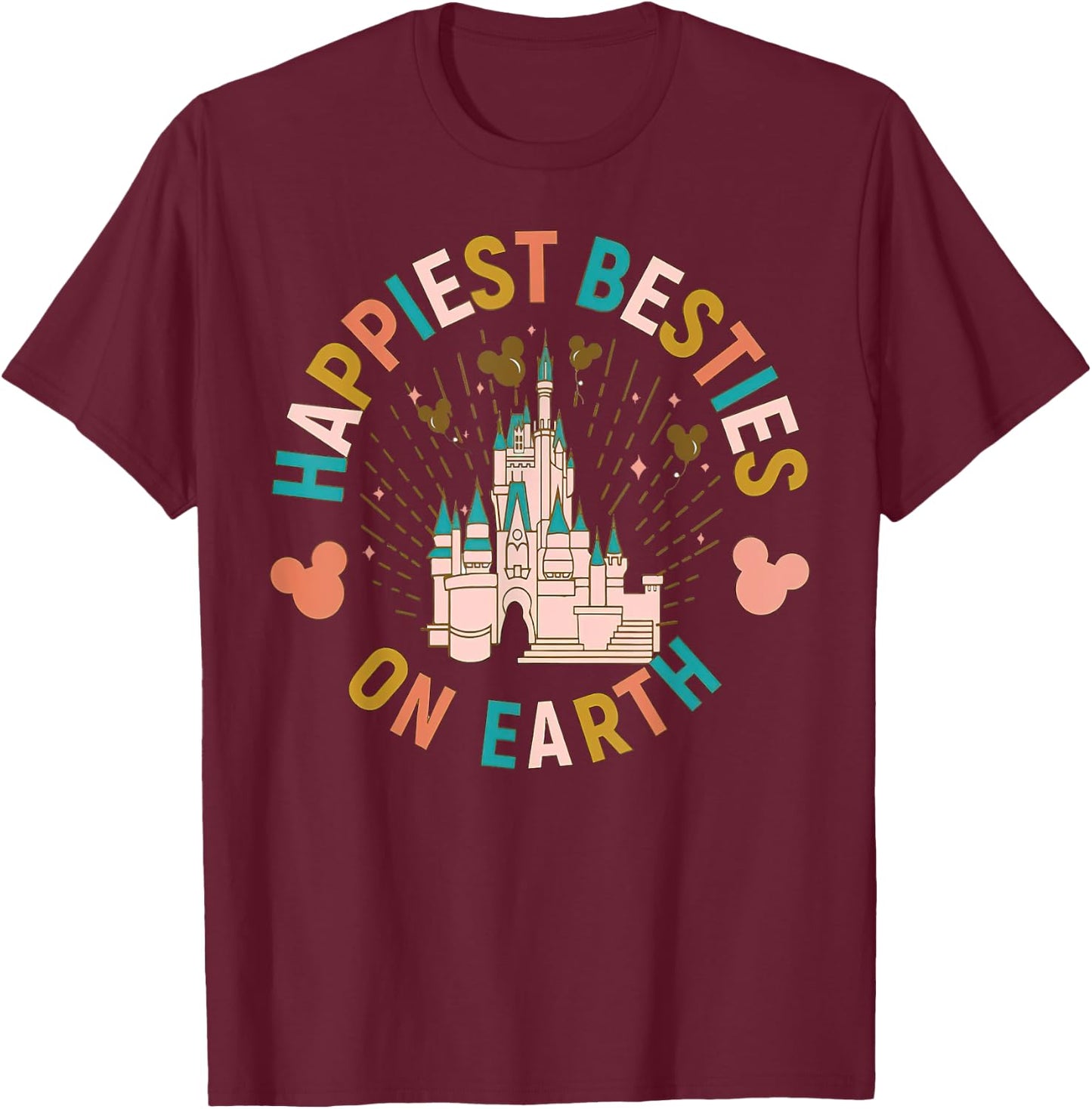 Happiest Besties On Earth T-Shirt - T-Shirt | Maroon