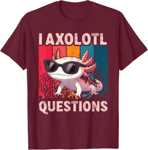 Funny I Axolotl Questions Retro Cute Toddler Boys Girls Kids T-Shirt - T-Shirt | Maroon