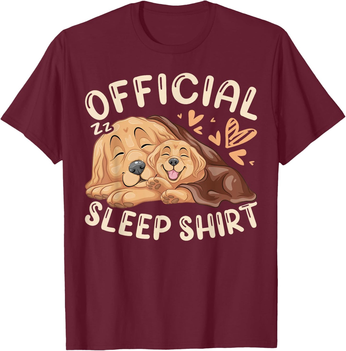 Official Sleep Shirt, Golden Retriever with Puppy T-Shirt - T-Shirt | Maroon
