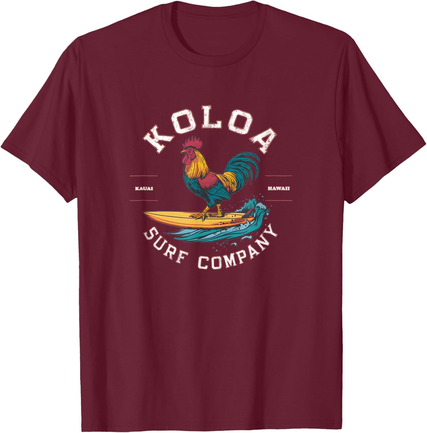 Koloa Surf Surfing Rooster Logo Lightweight, Graphic T-Shirt - T-Shirt | Maroon