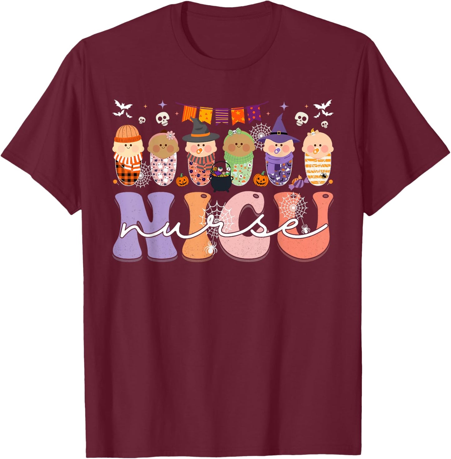 Neonatal Intensive Care Unit Nurse NICU Nurse Halloween T-Shirt - T-Shirt | Maroon