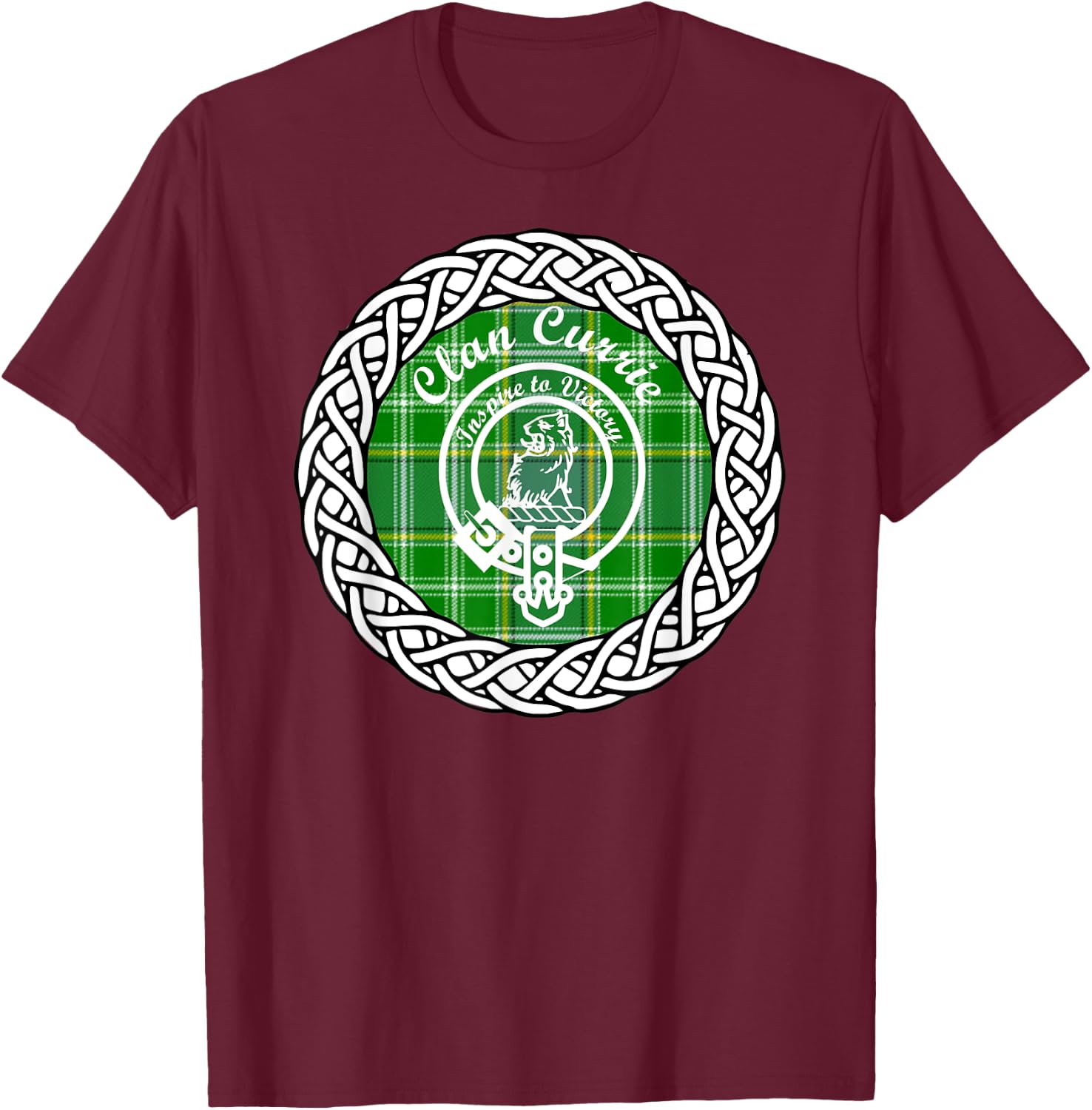 Clan Currie surname last name Scottish Tartan Crest T-Shirt - T-Shirt | Maroon