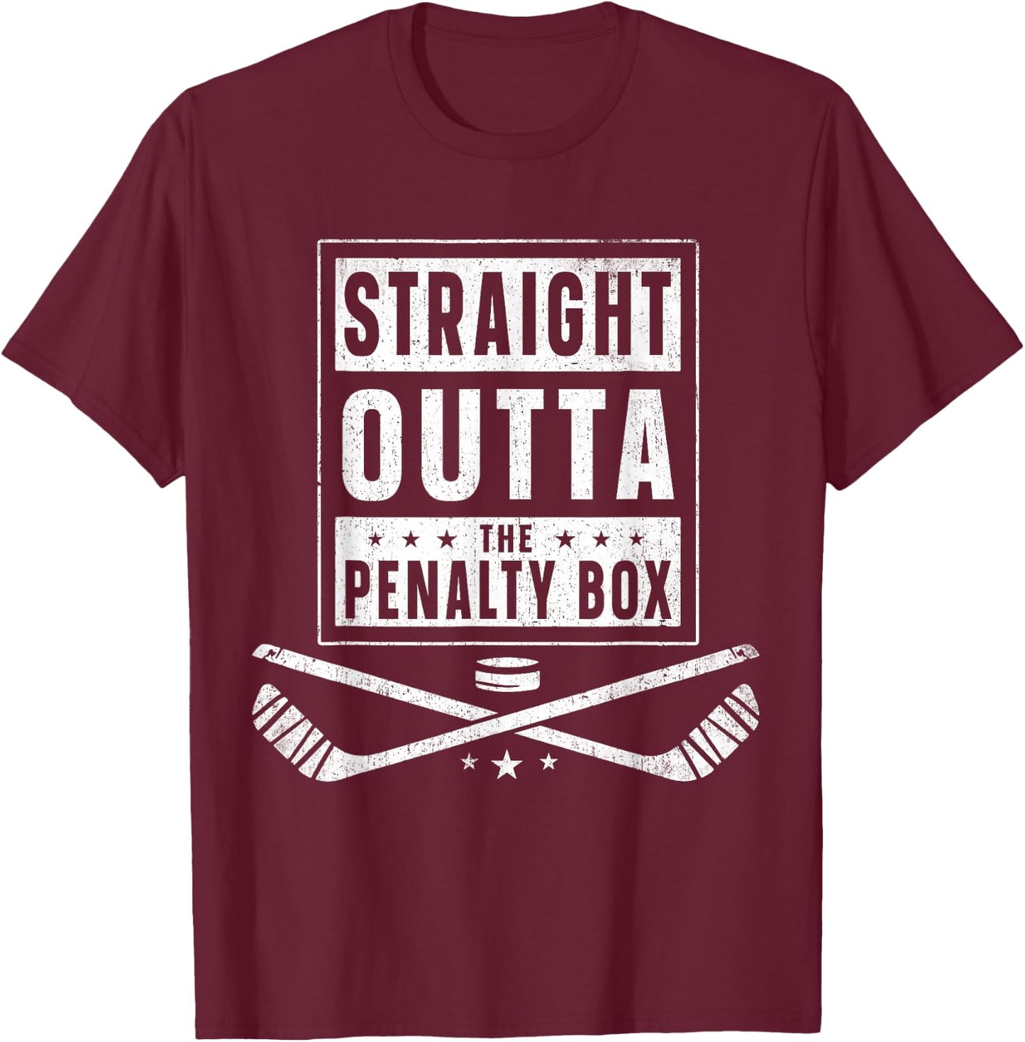 Ice Hockey Straight Outta Penalty Box Funny Men Boys T-Shirt - T-Shirt | Maroon