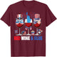 Red Wine Blue Wine Glasses Patriotic USA Flag 4th of July Women Men T-Shirt - T-Shirt | Maroon