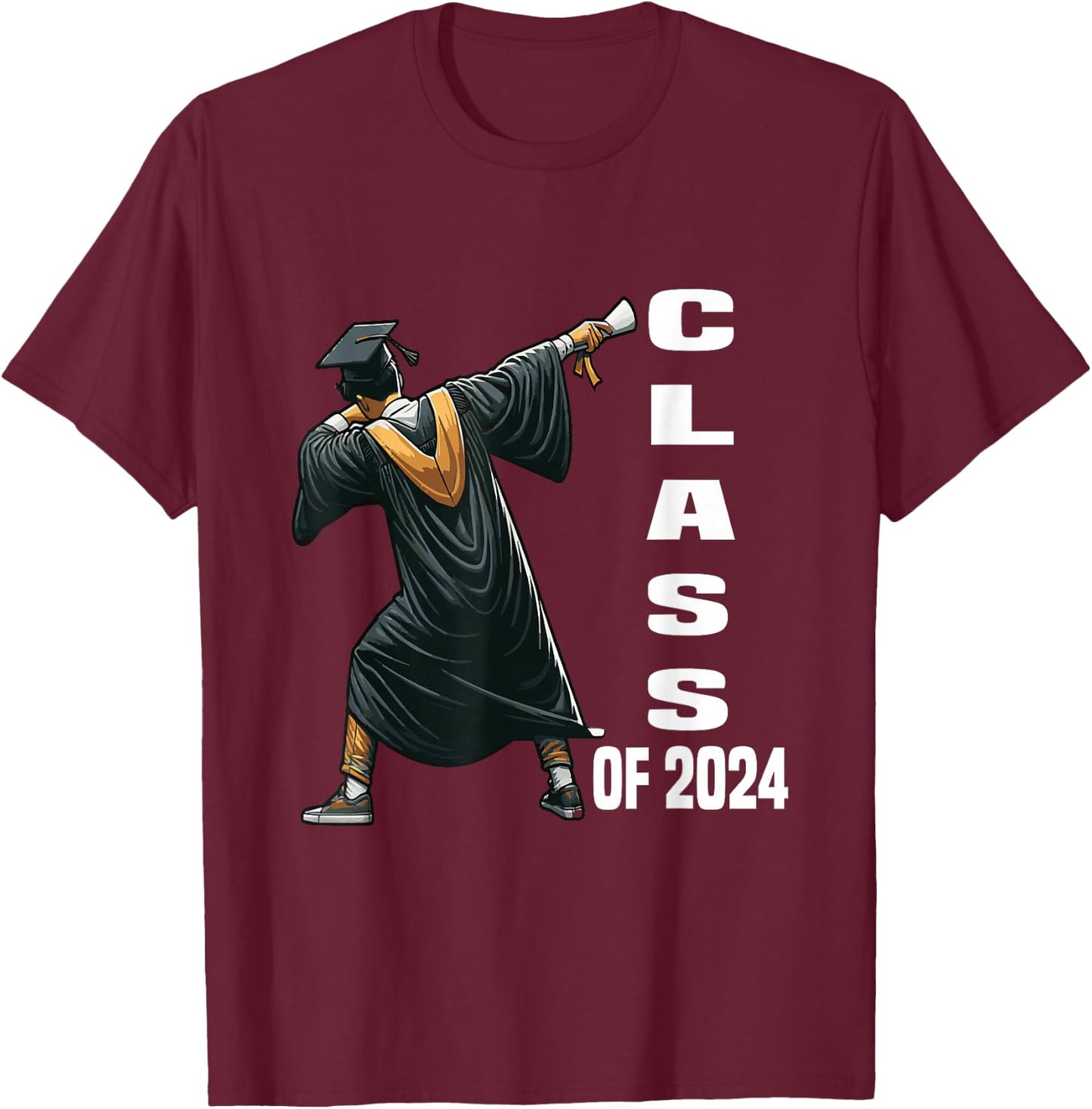 Dabbing Graduation Class Of 2024 Men Funny Graduation T-Shirt - T-Shirt | Maroon