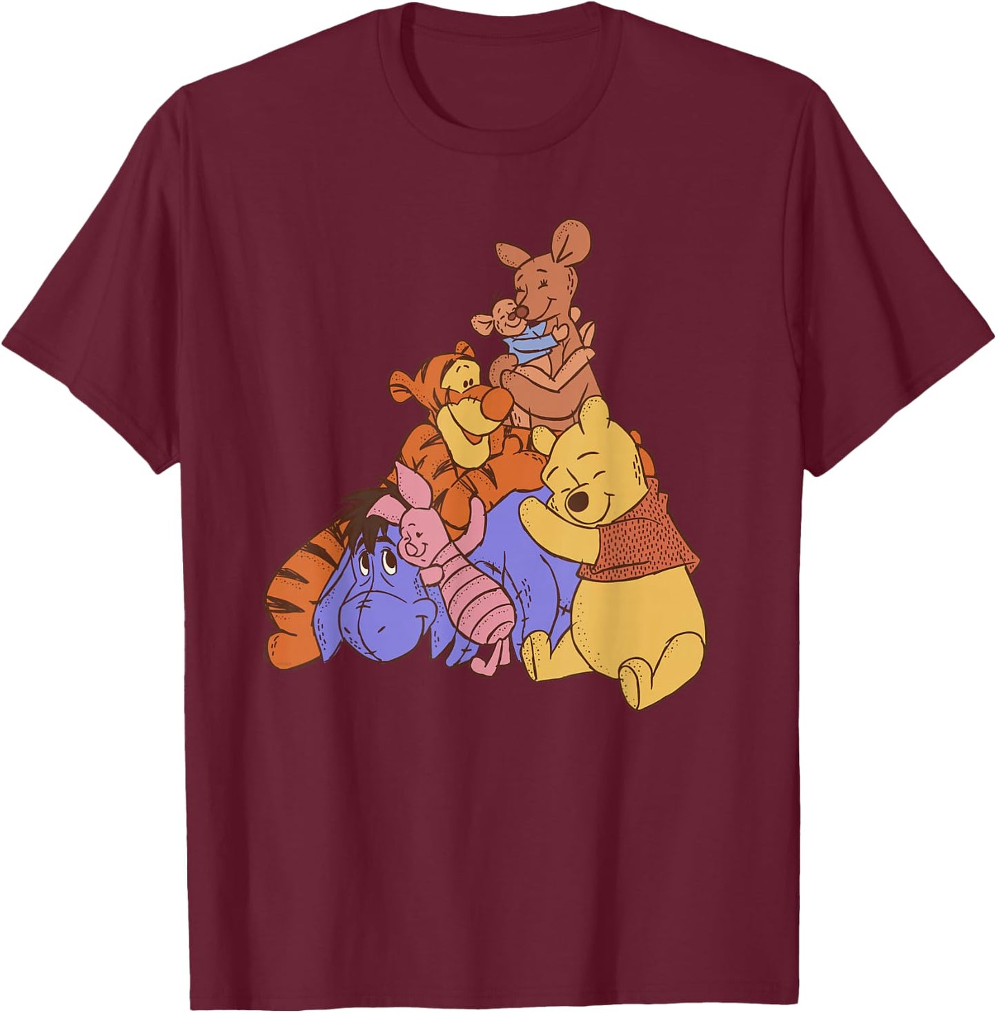 Disney Winnie The Pooh Hundred Acre Kanga Roo Group Hug Small T-Shirt - T-Shirt | Maroon
