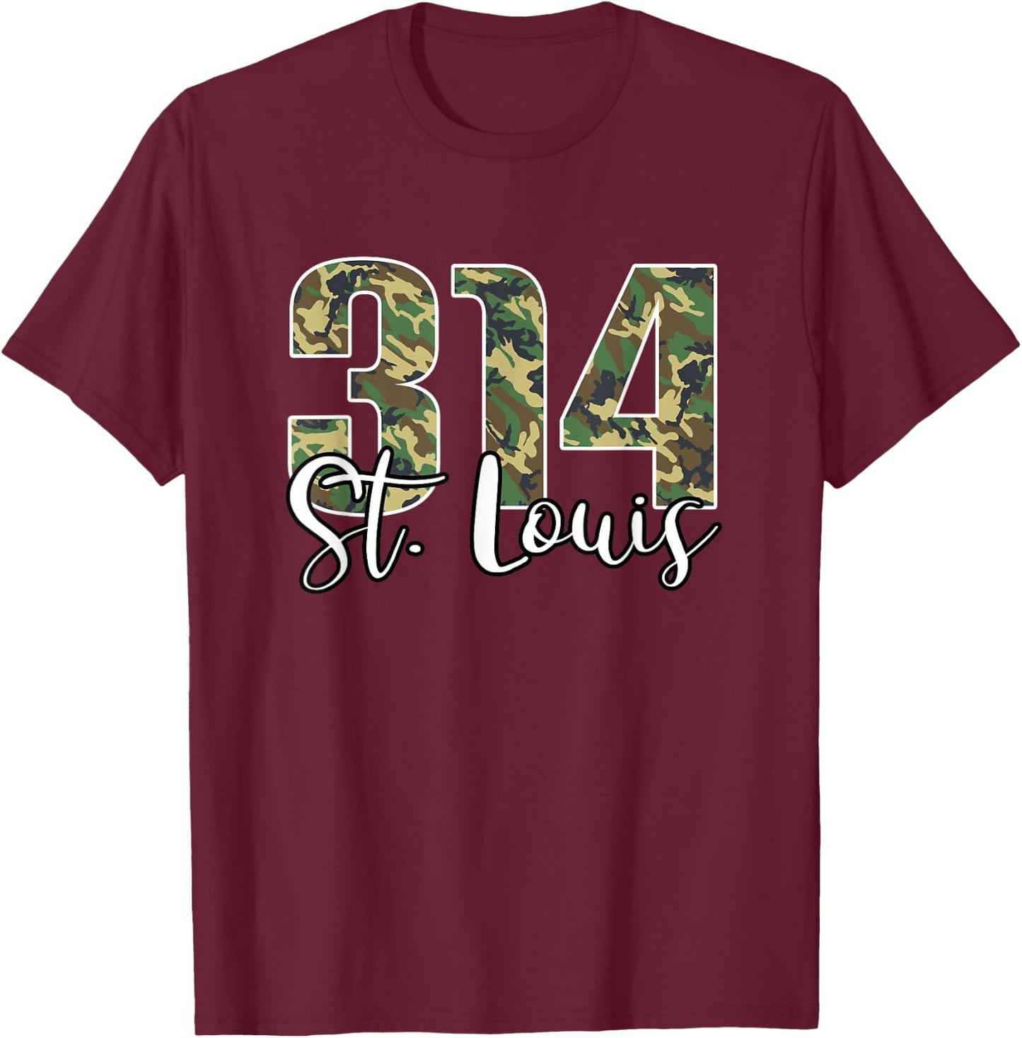 314 St. Louis Missouri Camo Camouflage T-Shirt - T-Shirt | Maroon
