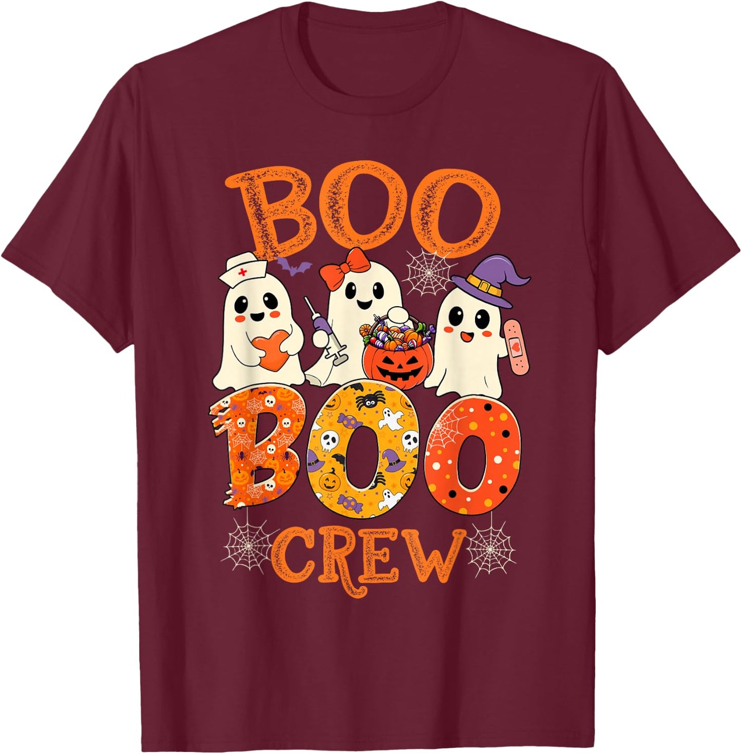 Nurse Boo Crew Funny Ghost Halloween Spooky Costume Nurse T-Shirt - T-Shirt | Maroon