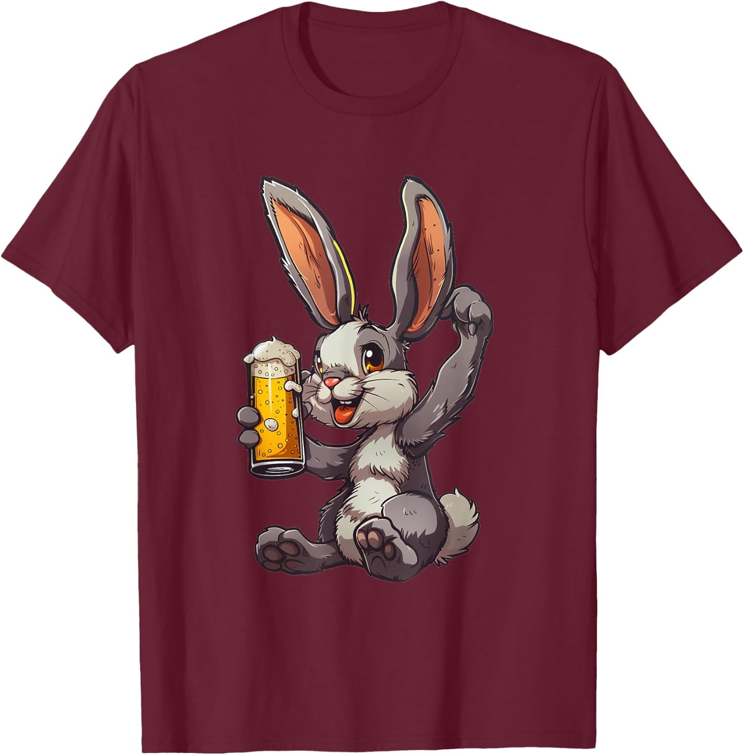 Easter Bunny Drinking a Cold Beer 's Day T-Shirt - T-Shirt | Maroon