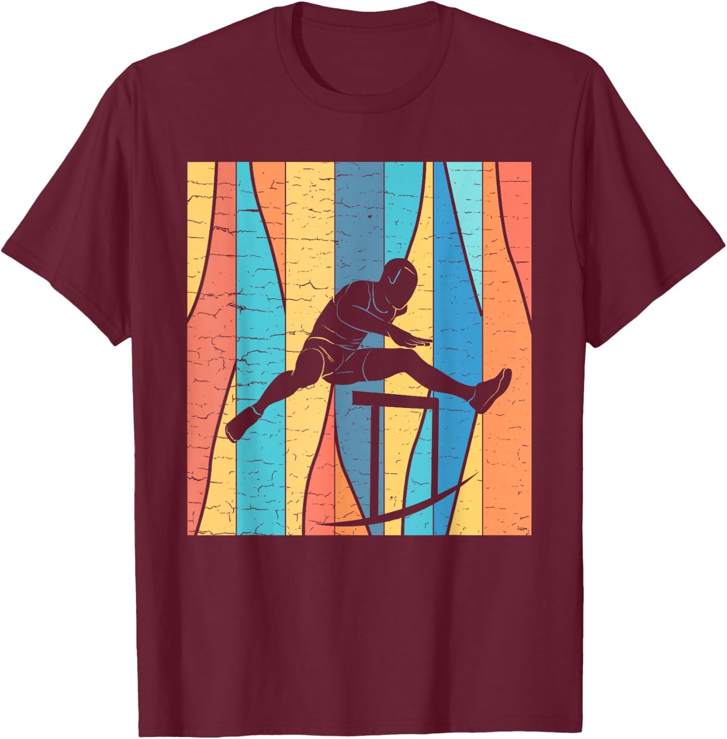 Retro Vintage Design Hurdles | Track And Field T-Shirt - T-Shirt | Maroon