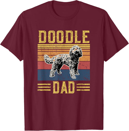 Vintage Doodle Dad Father - Aussie Doodle & Goldendoodle T-Shirt - T-Shirt | Maroon