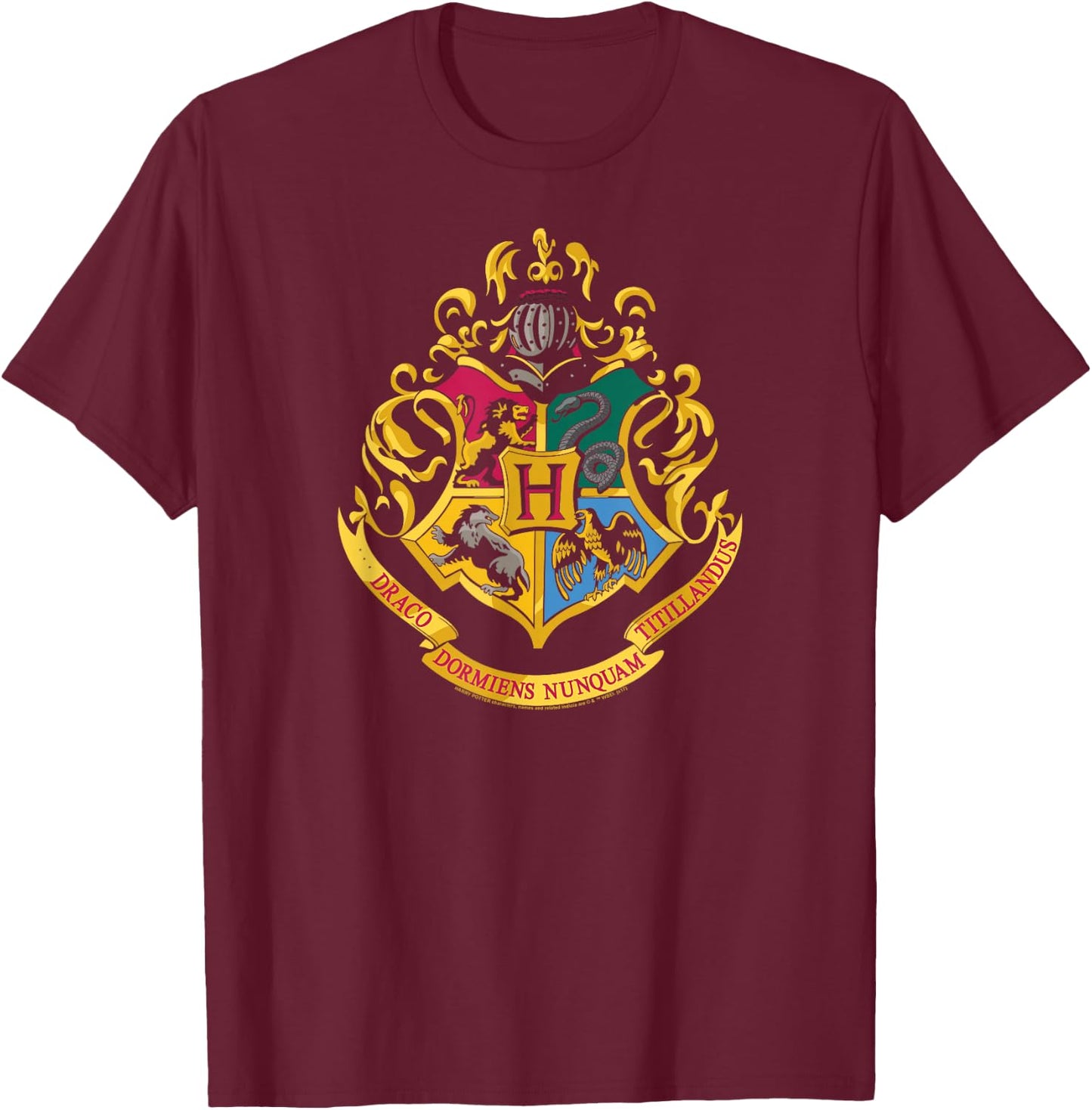 Harry Potter Hogwarts School Crest T-Shirt - T-Shirt | Maroon